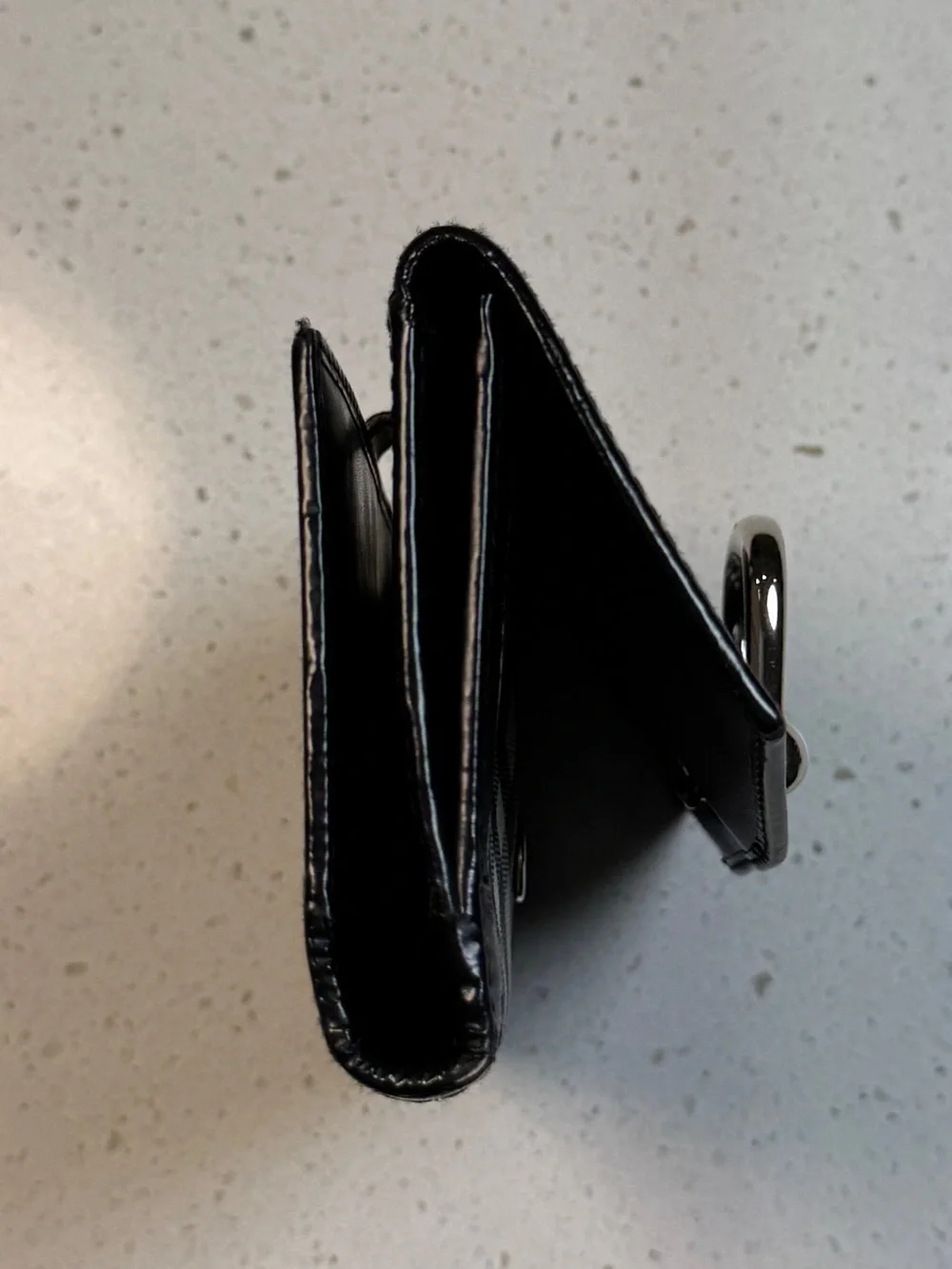 Vintage Burberry Nova Check Canvas Black Leather Stirrup Buckle Long Wallet